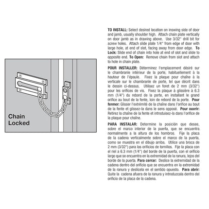 PRIME-LINE U 9852 Standard Chain Door Guard, 3-5/16 in H X 1-3/8 in W X 2 in D, Steel, White, 1 Count (Pack of 1)