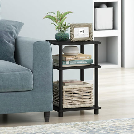 Furinno JUST Set of 2, 3-Tier Tool-Free Bedside Table, Americano