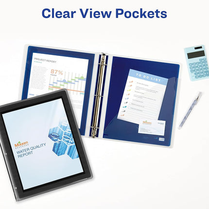 Avery Flexi-View 3 Ring Binder, 1.5 Inch Round Rings, 1 Navy Blue Binder (17638)