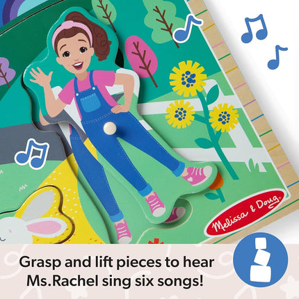 Melissa & Doug® Ms. Rachel™ Wooden Song Peg Puzzle, 6-Piece with Full Songs, Toddler Toys for Boys and Girls Ages 2-5+ Years - FSC-Certified
