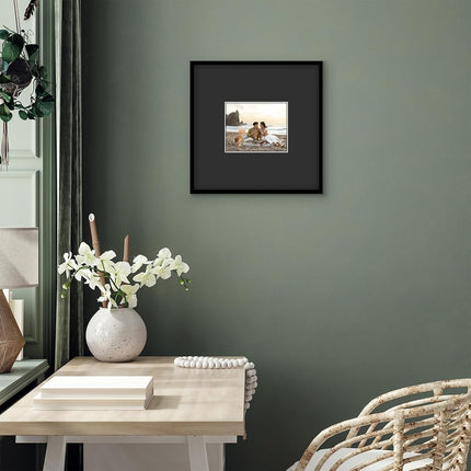 Americanflat 20x20 Poster Frame - Matted to 8x10 - Slim Molding - Black