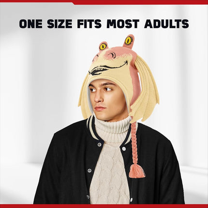 Star Wars Jar Jar Binks Beanie Hat, Peruvian Winter Knit Cap with 3D Gungan Ears and Tassels, Multi, One Size, Multi, One size