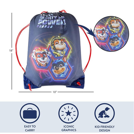 Nickelodeon Paw Patrol The Mighty Movie, Chase,Skye, and Marshall 2 Piece Drawstring Sling Carry Bag with Sleeping Slumber Bag,30"x54"