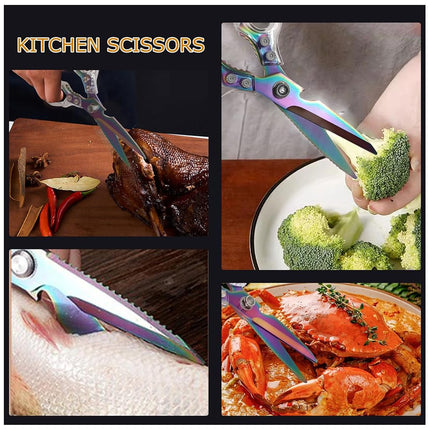 AWinjoy Heavy Duty Sharp Kitchen Scissors, Dishwasher Safe, Cooking Shears for Meat, Chicken, Fish, Poultry, Herb, Bread (Blade Gold)