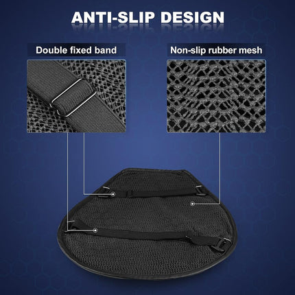 SKYJDM Foldable Motorcycle Gel Seat Cushion, Large 3D Honeycomb Structure Shock Absorption & Breathable Seat Pad for Long Rides (L)