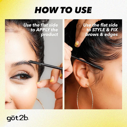 got2b Glued 2-in-1 Brow Gel & Edge Control, 0.54 Fl Oz, Strong Hold Styling Eyebrow Gel and Hair Mascara for Flyaways and Frizz with Castor Oil, Sweat-Resistant with Quick Dry, Clear Finish