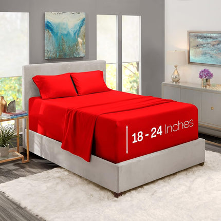Nestl Twin Bed Sheet Set - Red - 3-Piece Extra Dee