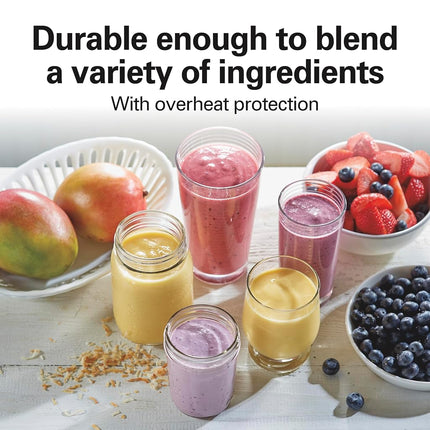 Hamilton Beach Personal Blender for Smoothies & Protein Shakes, Portable Single Serve Blender with Travel Lid, 14 oz BPA-Free Jar, 175W, Compact Countertop Blender, Monaco Blue, 51132G