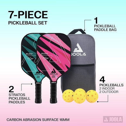 Ensemble de pickleball JOOLA Ben Johns - Fabriqué en fibre de verre renforcée et en polypropylène alvéolaire - Comprend 2 raquettes, 4 balles et un sac de pickleball JOOLA