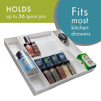 Dial Industries Expandable Kitchen Drawer Spice and Season Jar Organizer Tray