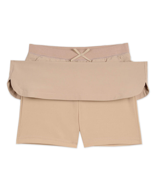 Nautica Girls' School Uniform Pull-on Scooter Skirt with Undershorts, Knit Waistband & Functional Pockets, Khaki, 14