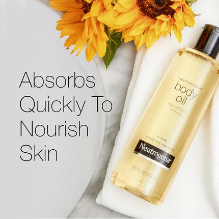 Lightweight Body Oil for Dry Skin, Sheer Moisturizer in Light Sesame Formula, 2 Bottles