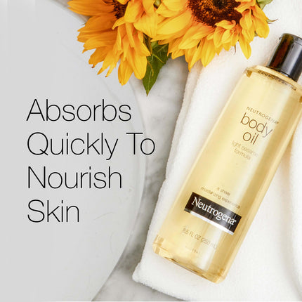 Lightweight Body Oil for Dry Skin, Sheer Moisturizer in Light Sesame Formula, 2 Bottles