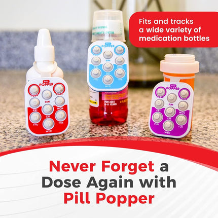 Comprimé Pill Popper, pilulier intelligent, petit aide-mémoire portable avec boutons, se fixe au pilulier, permet de suivre jusqu'à 3 doses par jour, multicolore, paquet de 3 – Produits faciles à utiliser