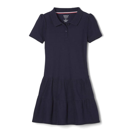 French Toast Girls' Ruffle Pique Polo Dress, Navy, 4