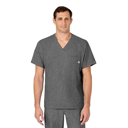 WonderWink Men's V-Neck Scrub Top, Charcoal Heathe