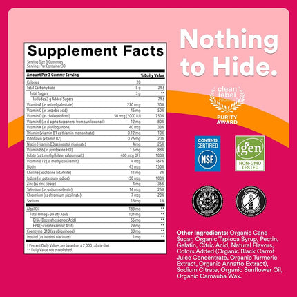 SmartyPants Women's Multivitamin Gummies - Improved Formula: Omega 3 (DHA/EPA), Methylfolate, CoQ10, Vitamin D3, C, Vitamin B12, B6, A, K & Zinc, Inositol, Gluten Free, 90 Count (30 Day Supply)