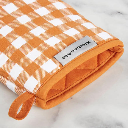 KitchenAid KA Gingham MM Mini Oven Mitt Set, 5.5"x8", Honey