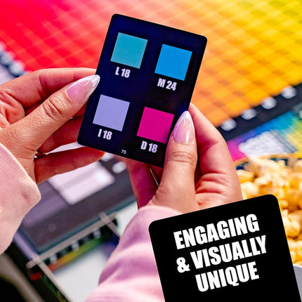 USAopoly | Hues and Cues | Guessing Board Game | Ages 8+ | 3-10 Players | 30 Minutes Playing Time
