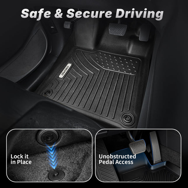 OEDRO Floor Mats Compatible for 2013-2018 Toyota RAV4 Standard Models, Unique Black TPE All-Weather Guard Includes 1st and 2nd Row: Front, Rear, Full Set Liners(Standard Models Only)