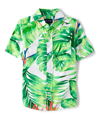 The Children's Place Boys' Short Sleeve Poplin But