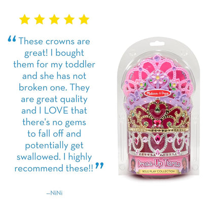 Melissa & Doug Dress-Up Tiaras Play Set for Kids (4-Piece) – Pretend Princess Crowns for Costume Role Play – Preschool Jewelry Toys for Girls Ages 3+