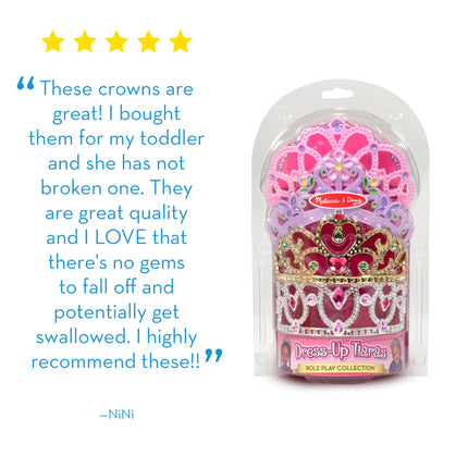 Melissa & Doug: Juego de tiaras de disfraz para niños (4 piezas) – Coronas de princesa de juguete para juegos de rol – Juguetes de joyería preescolar para niñas de 3 años en adelante