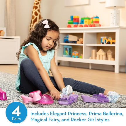 Melissa & Doug Costume Role Play Collection - Step In Style! Dress-Up Shoes Set (4 Pairs) - Princess Play Shoes for Kids Ages 3+