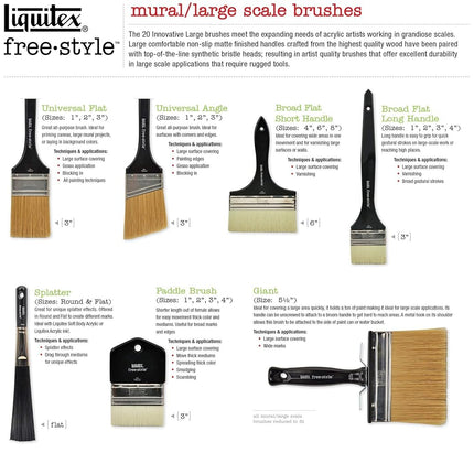 Liquitex 1300804 Freestyle Large Scale Brush, Broad Flat/Varnish 4-Inch, Long Handle