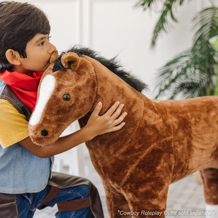 Melissa & Doug Set de disfraz de vaquero (5 piezas) - Incluye chaparreras de imitación de cuero - Disfraz de vaquero para juegos de rol con chaleco para niños y niñas