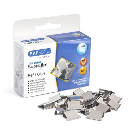 Rapesco Supaclip 60 Kit with Dispenser and 100 Stainless Steel Refill Clips (1300)
