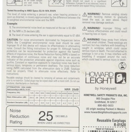 Howard Leight by Honeywell SmartFit Corded Reusable Shooting Earplugs, 2-Pairs (R-01520), Orange With Blue