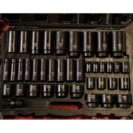 Sunex 2668, 1/2 Inch Drive Master Impact Socket Set, 39-Piece, SAE, 3/8" - 1-1/2", Standard/Deep, Cr-Mo Steel, Heavy Duty Storage Case, Includes Universal Joint