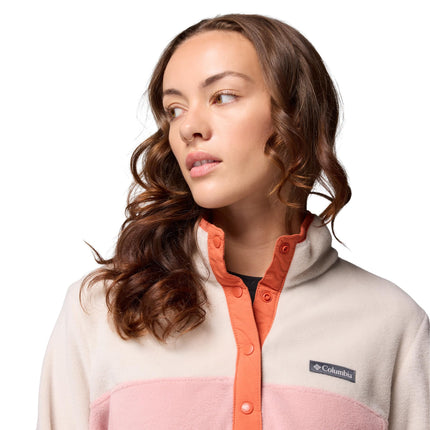Columbia Women's Benton Springs 1/2 Snap Pull Over 2, Fleece Pull Over, Eraser Pink/Dark Stone/Tuscan, XXL