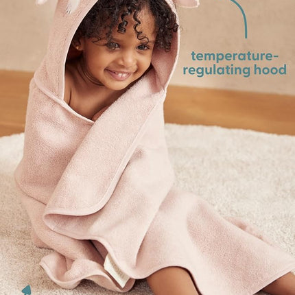 MORI Hooded Panda Towel in Grey Organic Cotton, 100x88cm