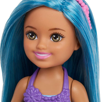 Barbie Chelsea Mermaid Small Doll with Blue Hair & Removable Hair Accessory, 6" Toy