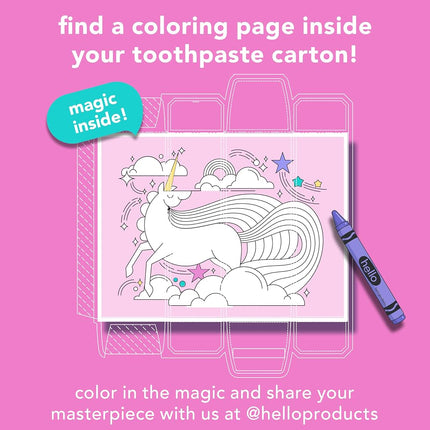 hello Unicorn Sparkle Kids Fluoride Toothpaste, Natural Bubble Gum Flavor, ADA Approved, Ages 2+, No Artificial Sweeteners, No SLS, Gluten Free, Vegan, Pack of 3, 4.2 oz Tubes