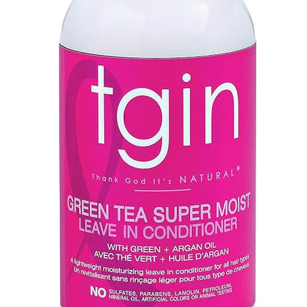 tgin Green Tea Super Moist Leave in Conditioner for Curly, Coily and Wavy Hair, with Argan Oil, Shea Butter and Green Tea, Moisturizes and Nourishes Dry Hair, 13 oz