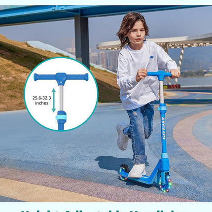 Gotrax K03 Kick Scooter for Kids, 5" LED Lighted Wheels and Adjustable Handlebars, Lightweight Design and Anti-Slip Deck, Max Load 110 Lbs, Kids Scooter for Boys & Girls Ages 3+, Blue