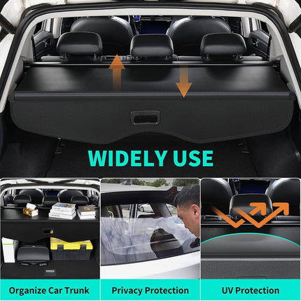 Cubierta de carga Tecoom para accesorios de Blazer 2019-2024, cubierta trasera interior de maletero, organizador de equipaje, escudo de seguridad compatible con Chevy Blazer 2024 2023 2022 2021 2020 2019, pantalla de privacidad retráctil