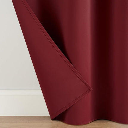 Eclipse Andover Solid Tripleweave Thermal Blackout Grommet Curtains for Bedroom (2 Panels), 42 in x 84 in, Red