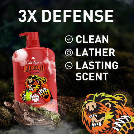 Old Spice Wild Bearglove Scent Body Wash for Men, 30.0 Fluid Ounce (Pack of 4)