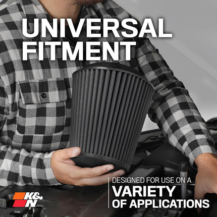 K&N Black Universal Dryflow Conical Air Filter 102mm flange, 152mm base, 133mm top, 229mm height (RU-3112HBK)