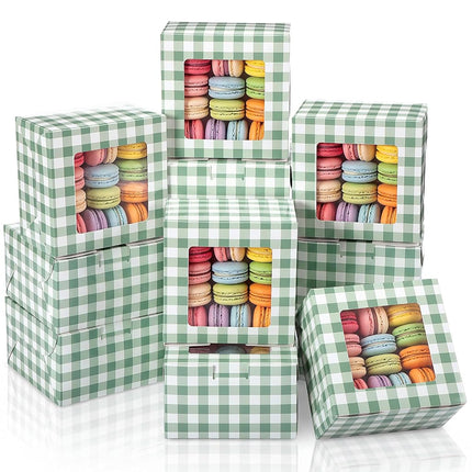 Chivertion 50 Pack Sage Green Gingham Cookie Boxes