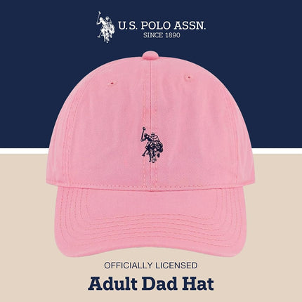 U.S. Polo Assn. Men's U.s Polo Assn. Cotton Adjustable Curved Brim With Embroidered Small Pony Logo Baseball Cap, Pink, One Size UK