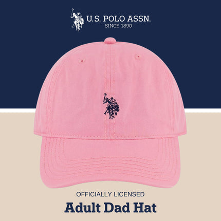 U.S. Polo Assn. Men's U.s Polo Assn. Cotton Adjustable Curved Brim With Embroidered Small Pony Logo Baseball Cap, Pink, One Size UK