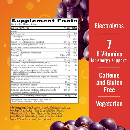 Emergen-C Elderberry Fizzy Drink Mix, Elderberry Immune Support, Natural Flavors, with High Potency Vitamin C, Elderberry, 18 Count
