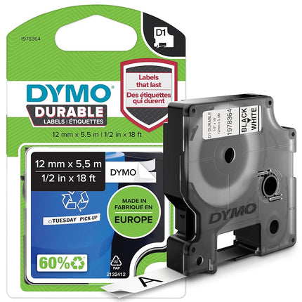 DYMO Authentic D1 Durable Labels | Black Print on 