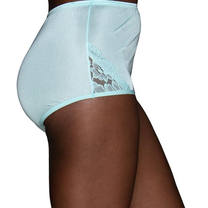 Vanity Fair Women's High Waisted Underwear, Full Coverage Ladies Panties, Perfectly Yours Briefs, Nylon Lace - Azure Mist, 10