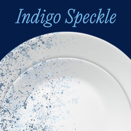 Corelle 18-piece Dinner Set, Indigo Speckle, Blue and White for 6, Chip Resistant Dinnerware, Includes 26cm Dinner Plates, 17cm Salad/Side Plates and 530ml Soup/Cereal Bowls